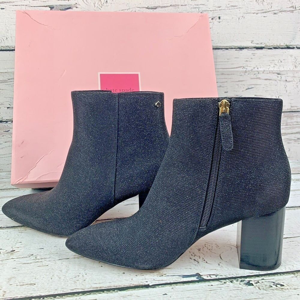 Kate Spade New York Women's Pointed Toe Black‎ Glitter Heeled Booties [Size 9 B]